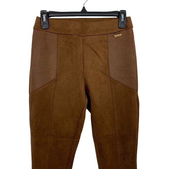 Marc New York Brown Faux Suede Moto Leggings Stretch Pull On Pants XS - Picture 2 of 7